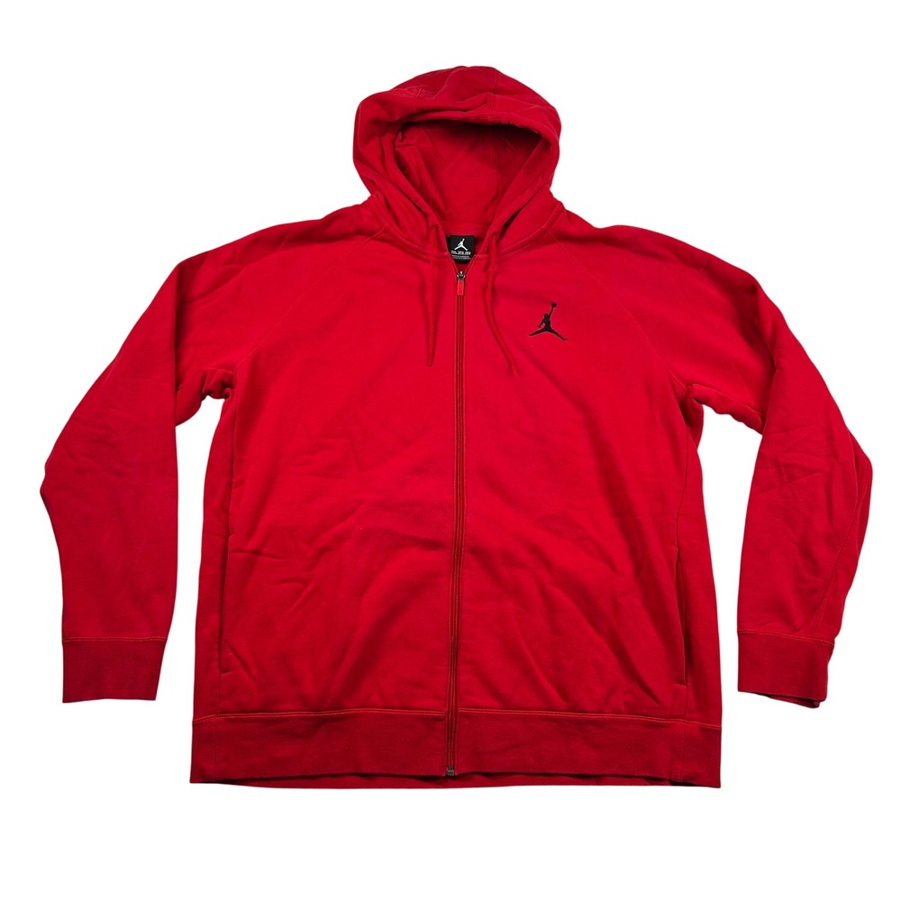 Air Jordan Hoodie Mens 3xl Jumpman Full Zip Fleece Sweatshirt Red Hip Hop Solid